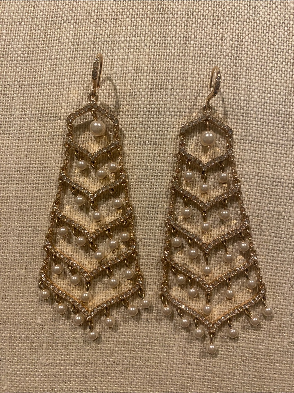 Rose Gold Pearl Chandelier Drop Earrings - Elegant Women Jewelry